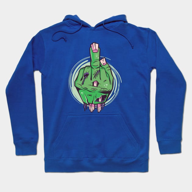 Zombie Hand Flipping Off Hoodie by Safdesignx